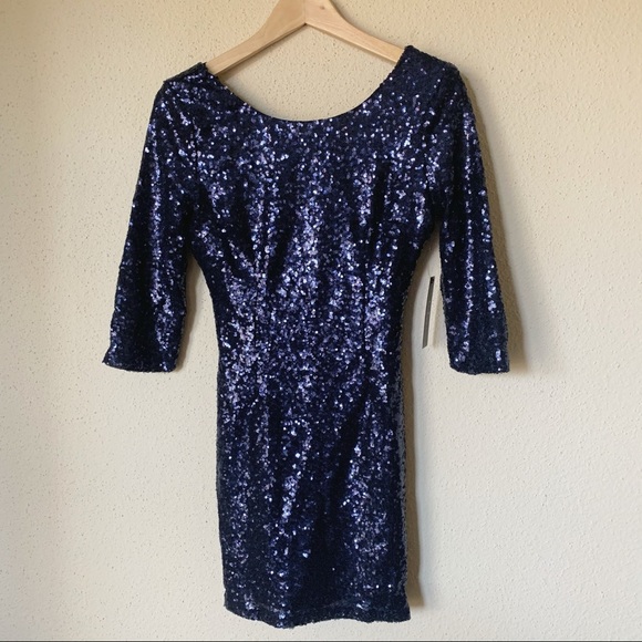 NWT Lulu’s Delightful Ways Navy Blue Sequin Dress - Picture 6 of 11